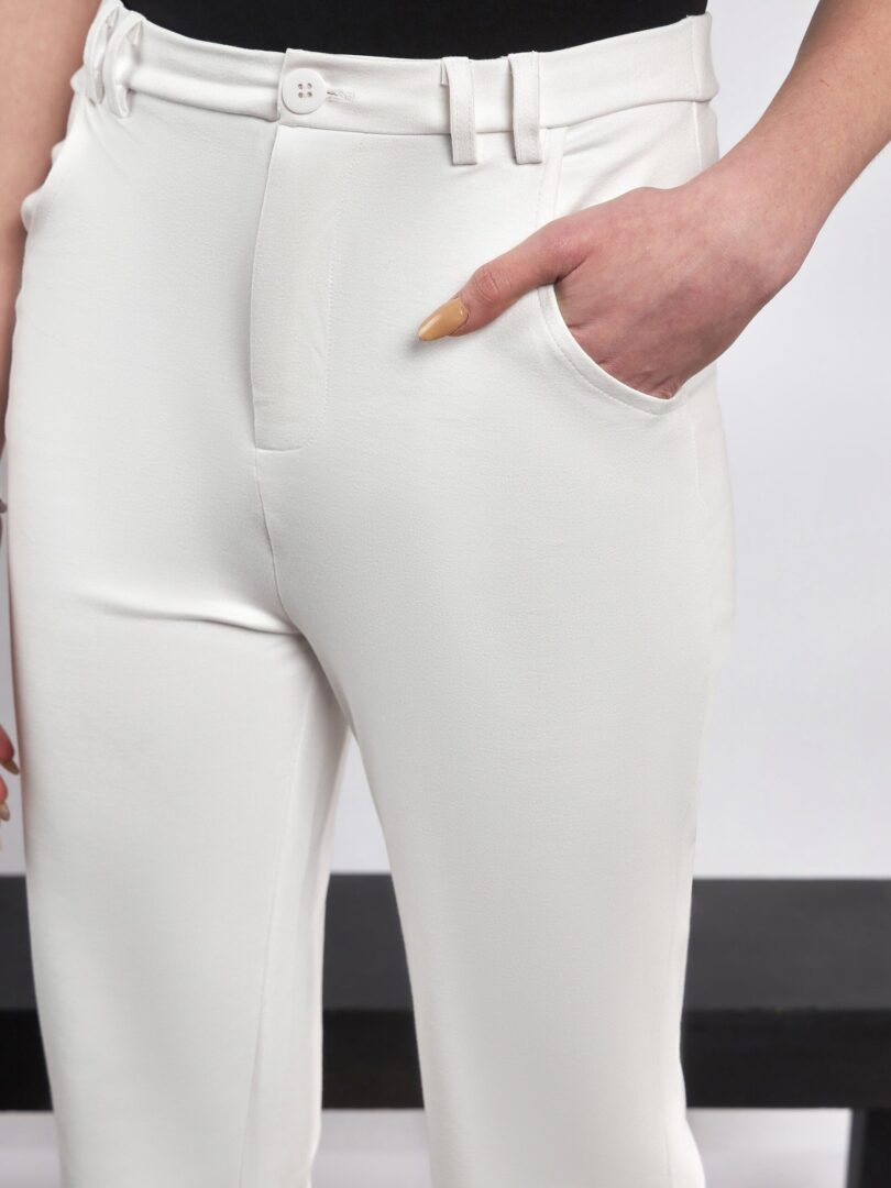 Women White Knit Bell Bottom Pants
