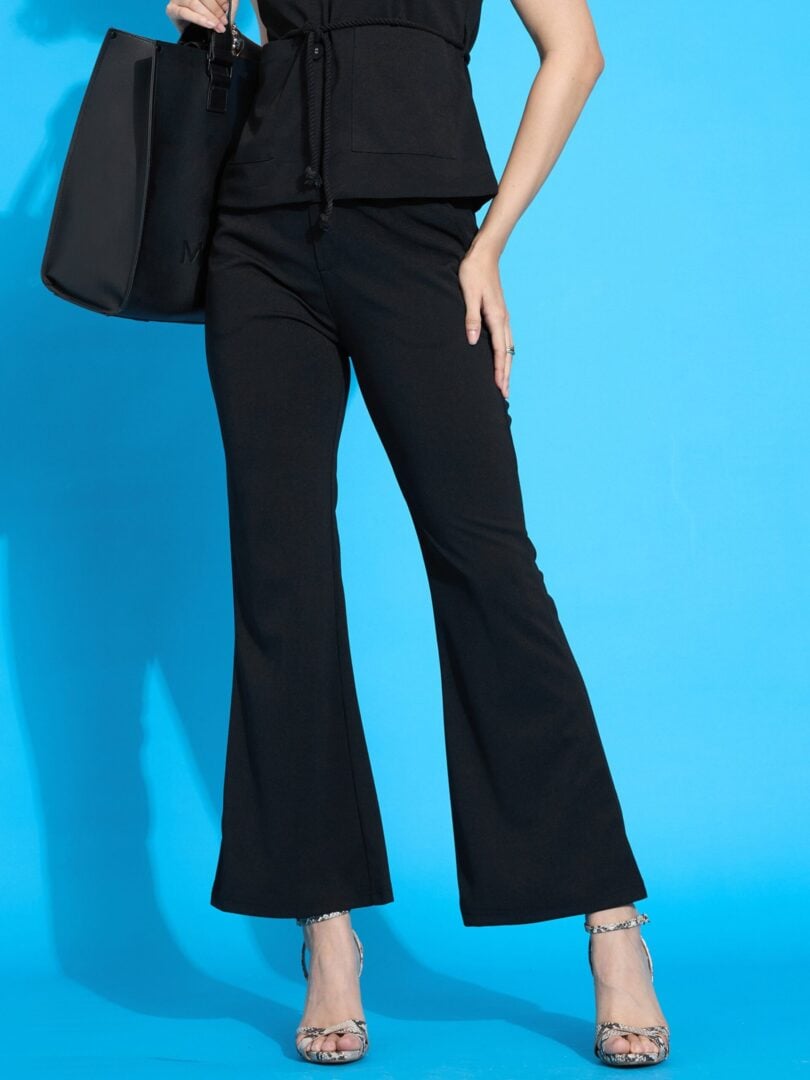 Women Black Bell Bottom Slim Pants