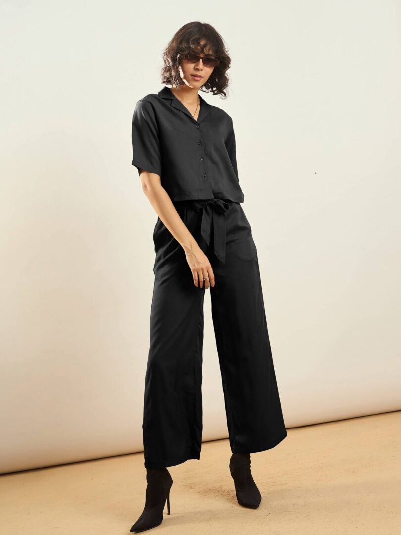 Women Black Paperback Waist Pants