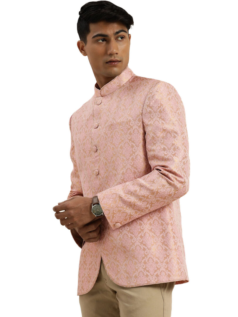 Men's Pink Jacquard Jodhpuri
