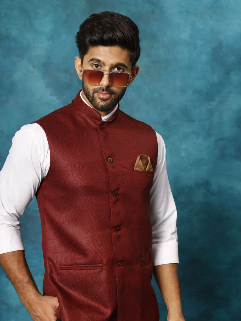 Men's Maroon - Nehru Jacket