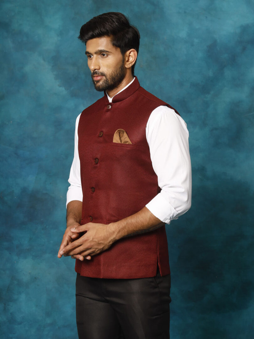 Men's Maroon - Nehru Jacket