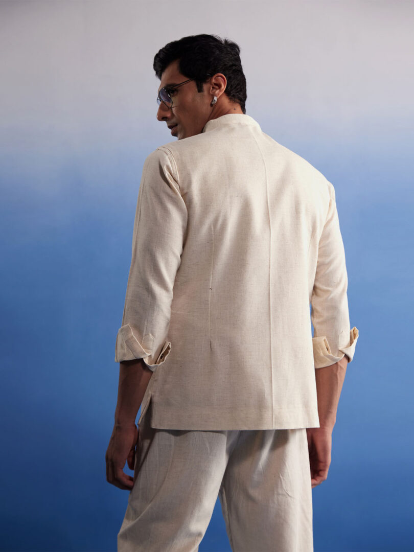 Men's Cream Cotton Nehru Jacket