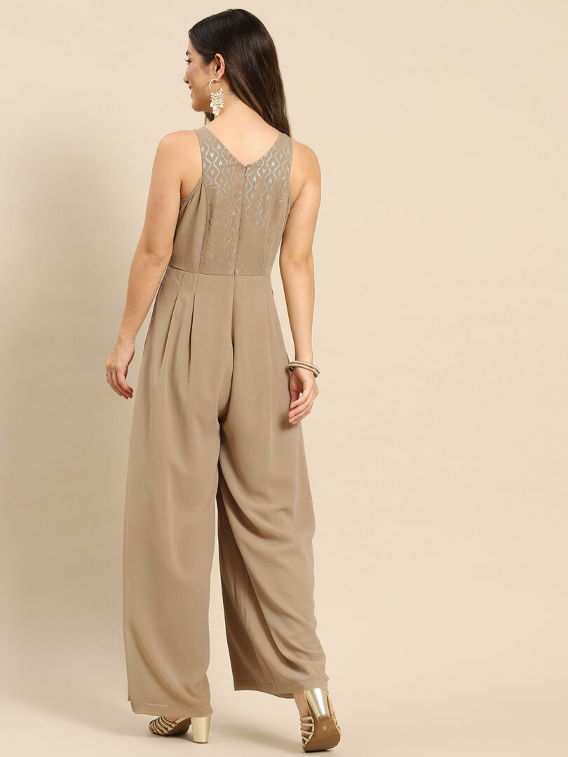 In cut pleated jumpsuit