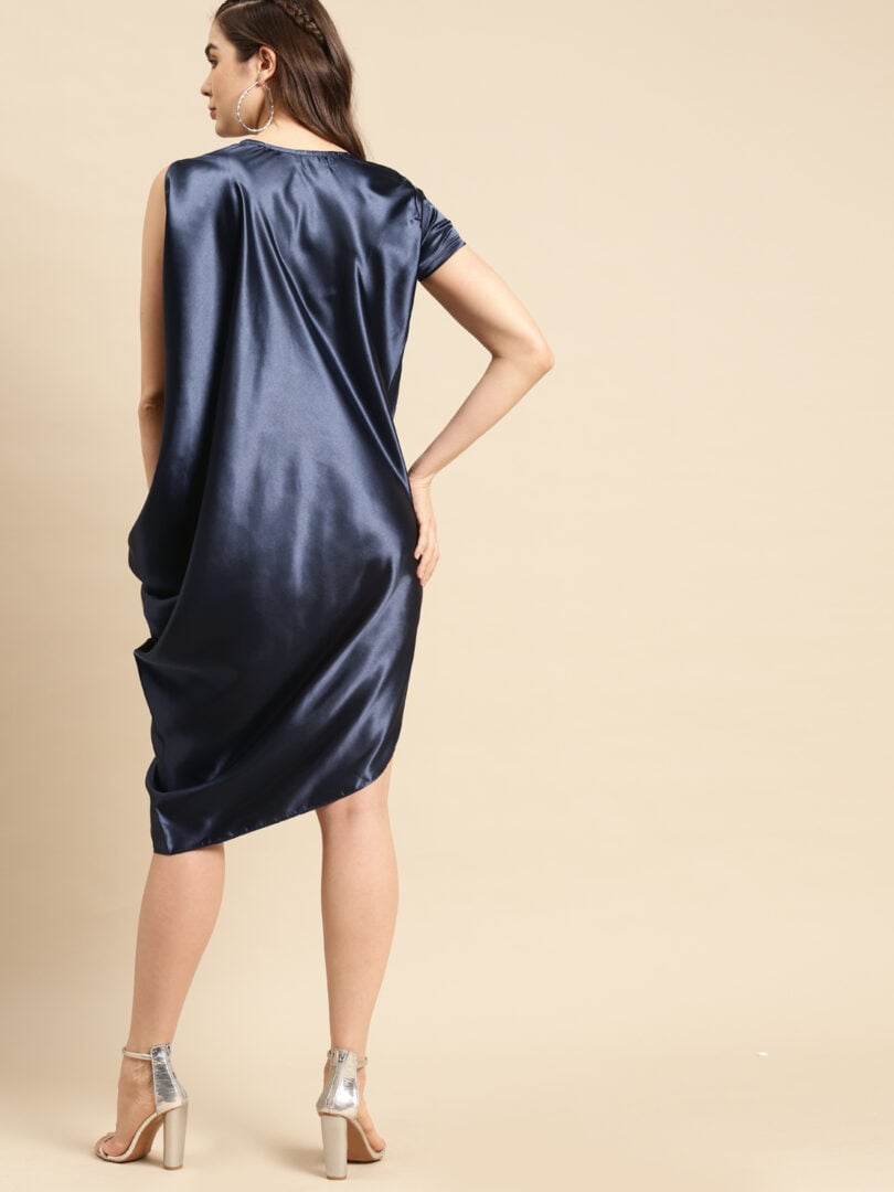 One side cowl asymettric dress