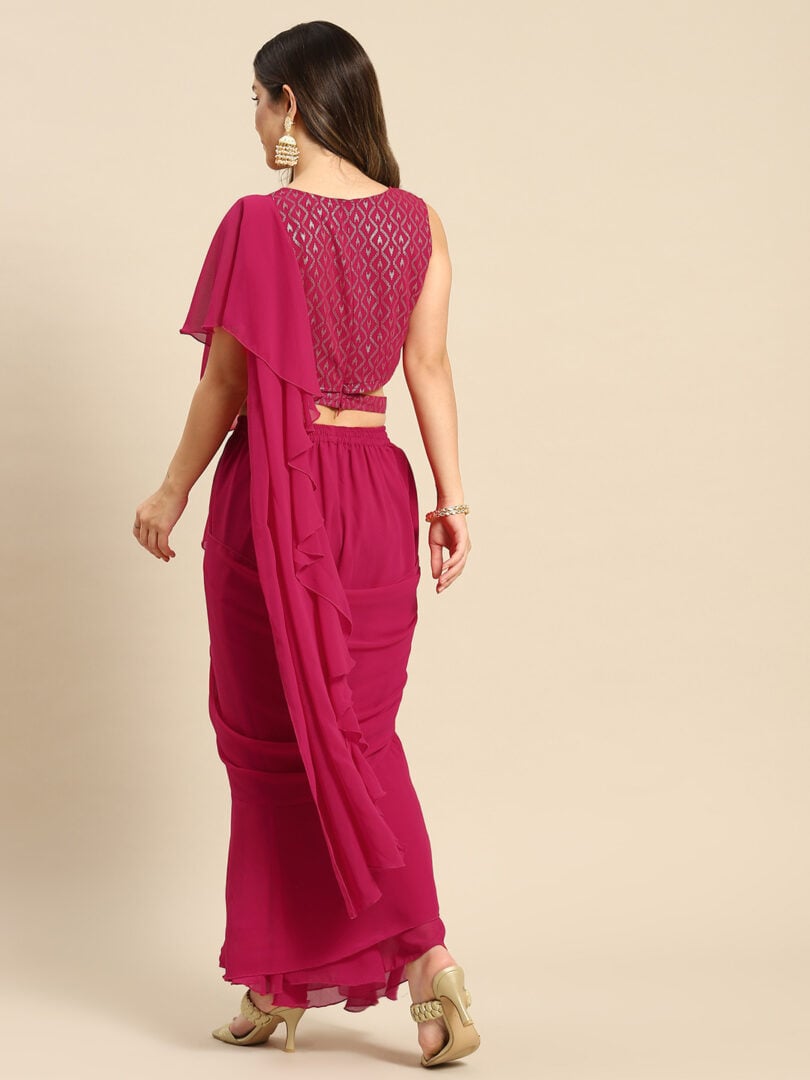 Blouse with prestiched frill gown