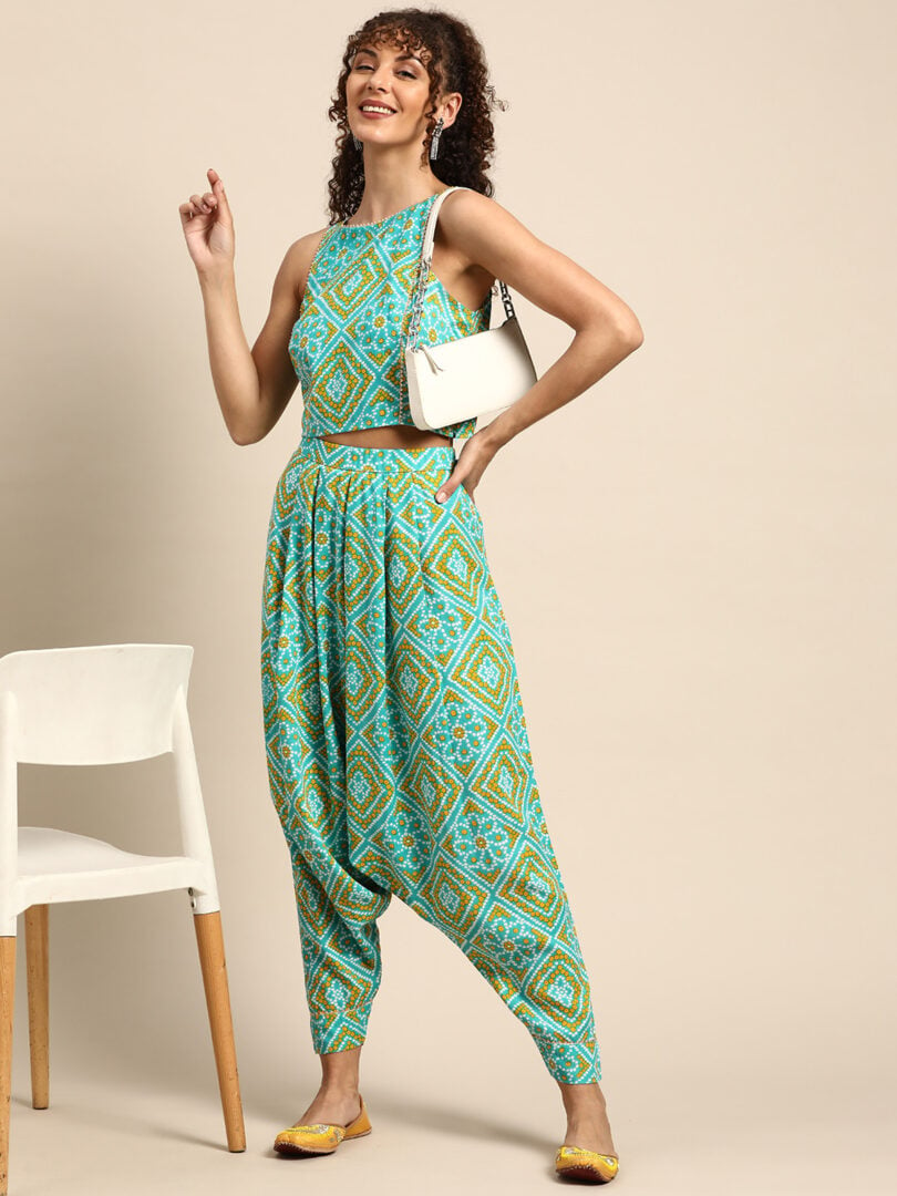 Crop top with Dhoti Pants