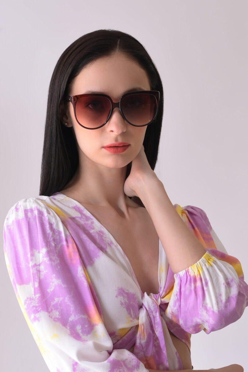 Women Brown Lens Brown Butterfly Sunglasses