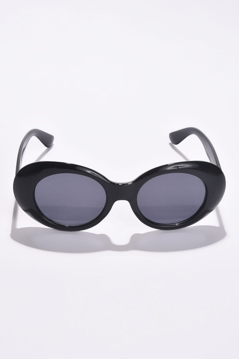 Women Grey Lens Black Oval Sunglasses