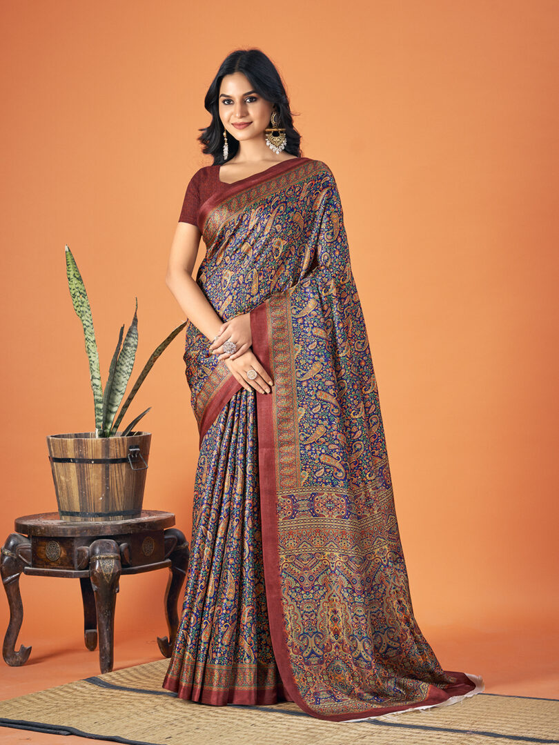 Multi Color Pashmina Digital Print Party Wear  Pashmina Saree