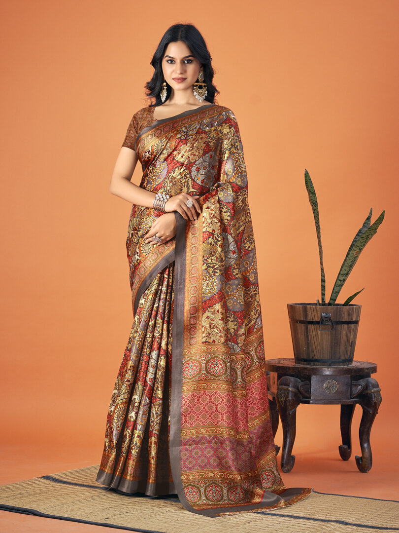 Multi Color Pashmina Digital Print Party Wear  Pashmina Saree