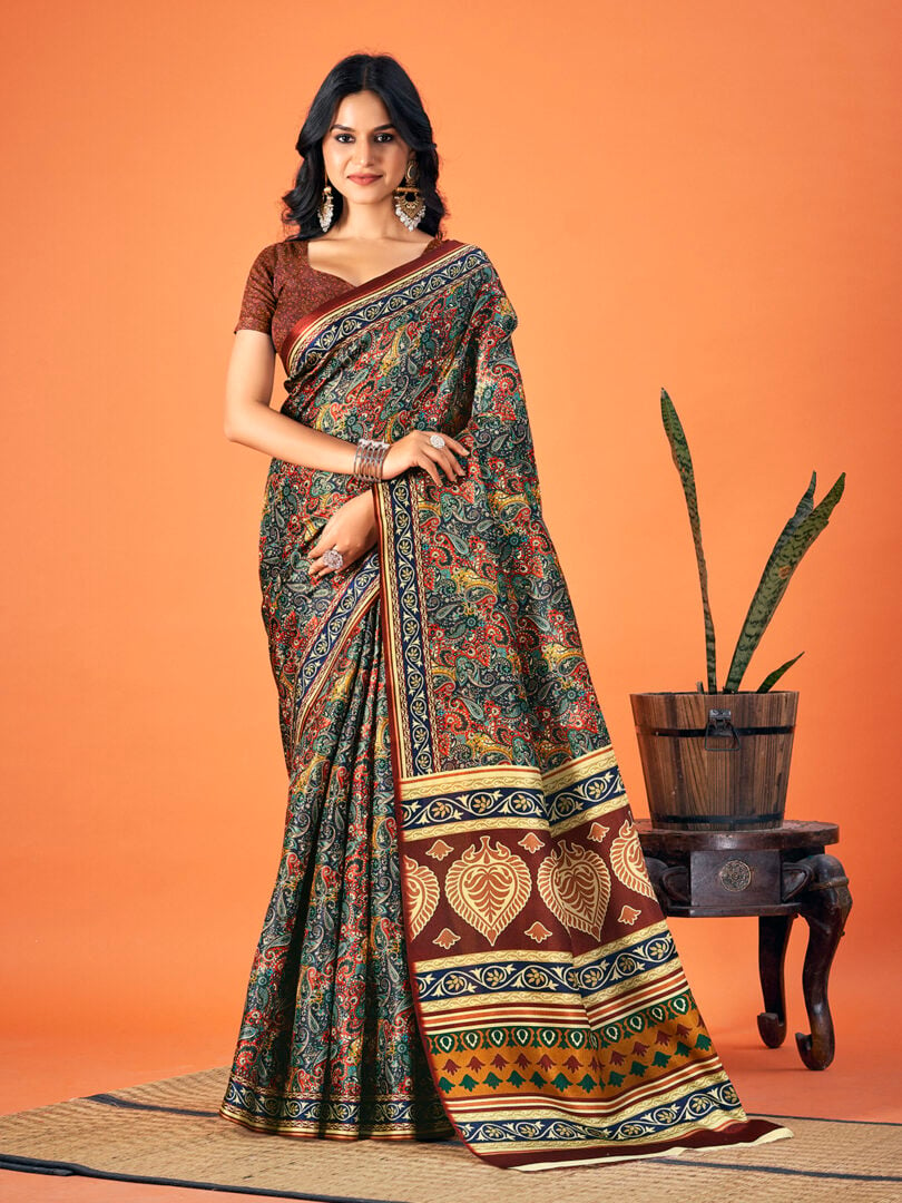 Multi Color Pashmina Digital Print Party Wear  Pashmina Saree