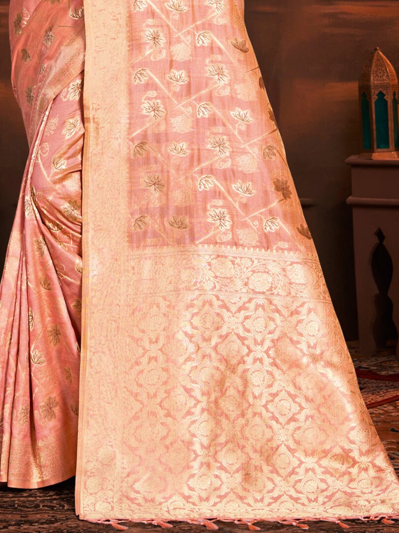 Pink Silk Woven Work Traditional Saree