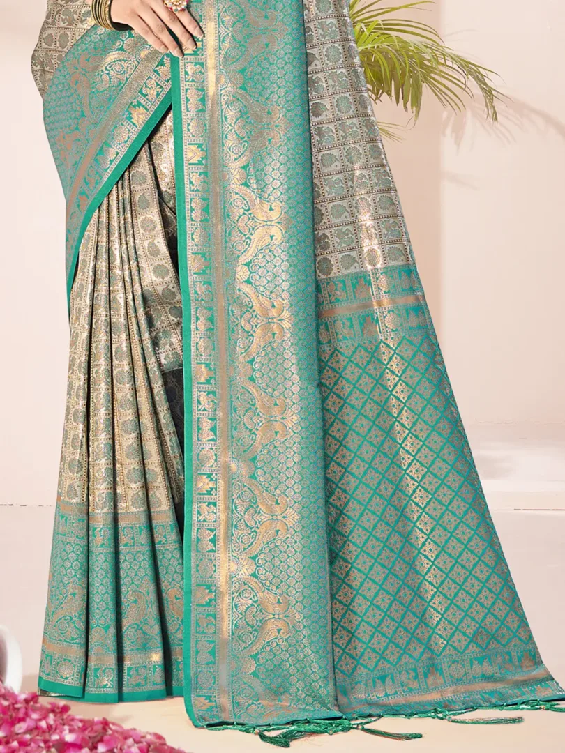 Sky Blue Silk Woven Work Festival Saree