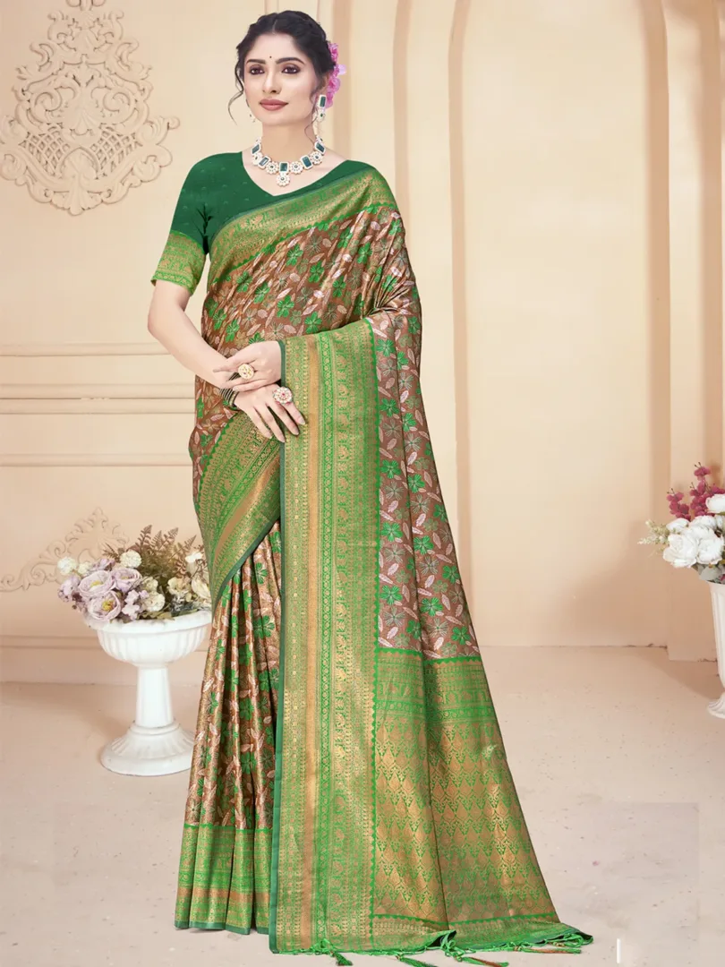 Green Silk Woven Work Traditional Saree