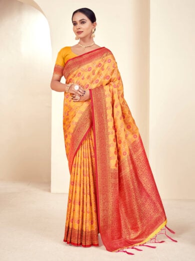 Mustard Paithani Silk Woven Zari Work Traditional Tassels Saree