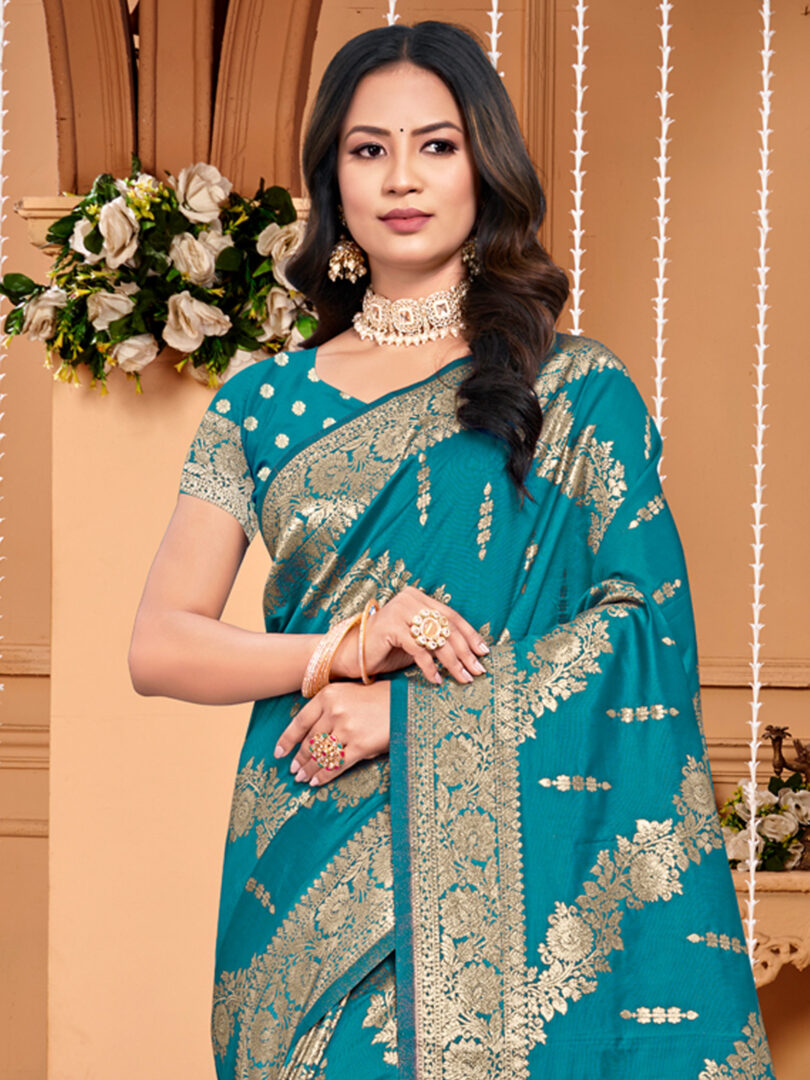 Sea Green Silk Woven Work Traditional Tassels Saree