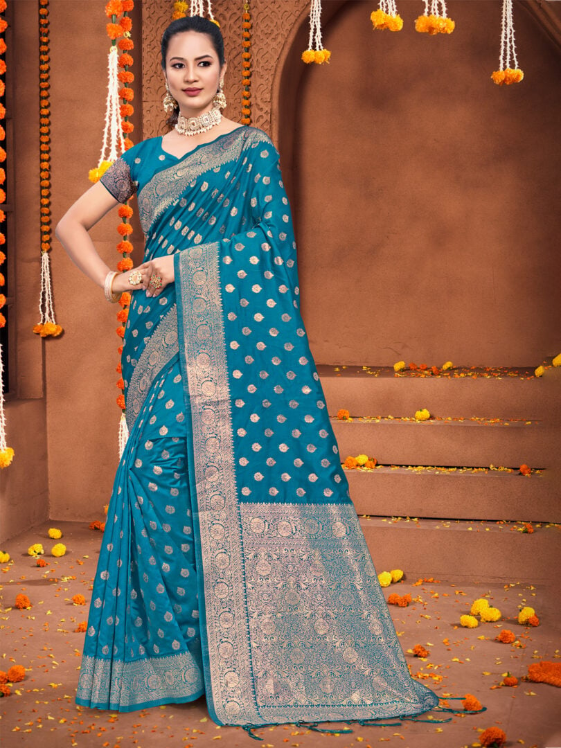 Sea Green Silk Woven Work Traditional Tassels Saree