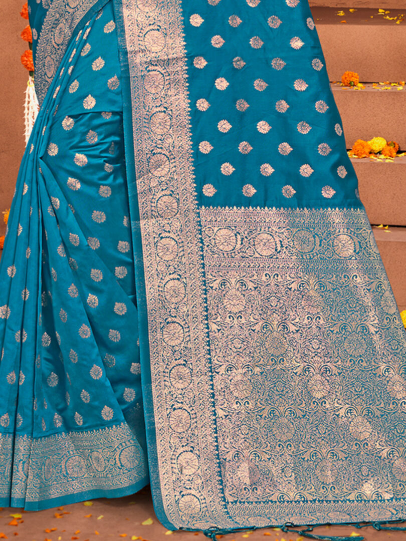 Sea Green Silk Woven Work Traditional Tassels Saree