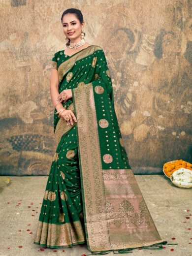 Green Silk Woven Work Traditional Tassels Saree