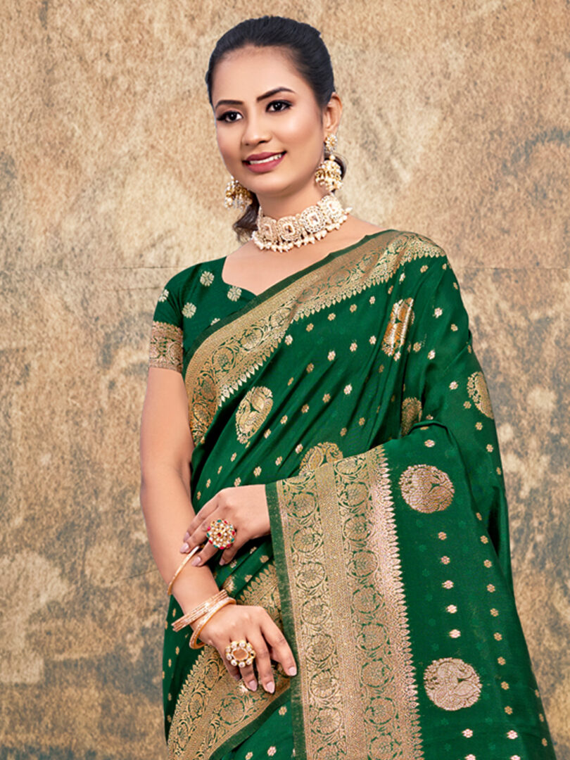 Green Silk Woven Work Traditional Tassels Saree