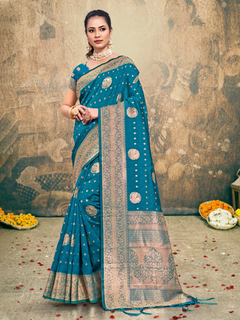 Sea Green Silk Woven Work Traditional Tassels Saree