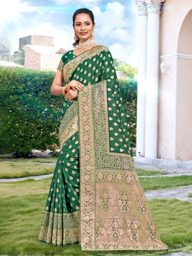 Green Silk Woven Work Traditional Tassels Saree