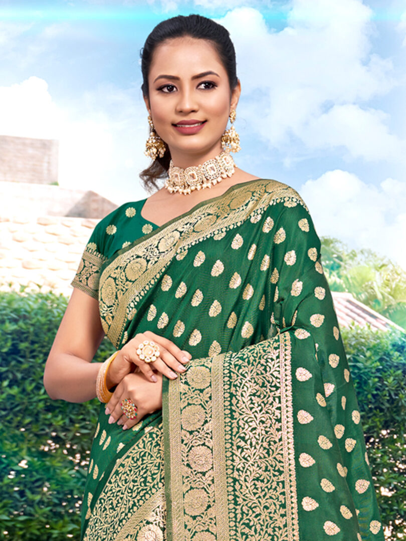 Green Silk Woven Work Traditional Tassels Saree