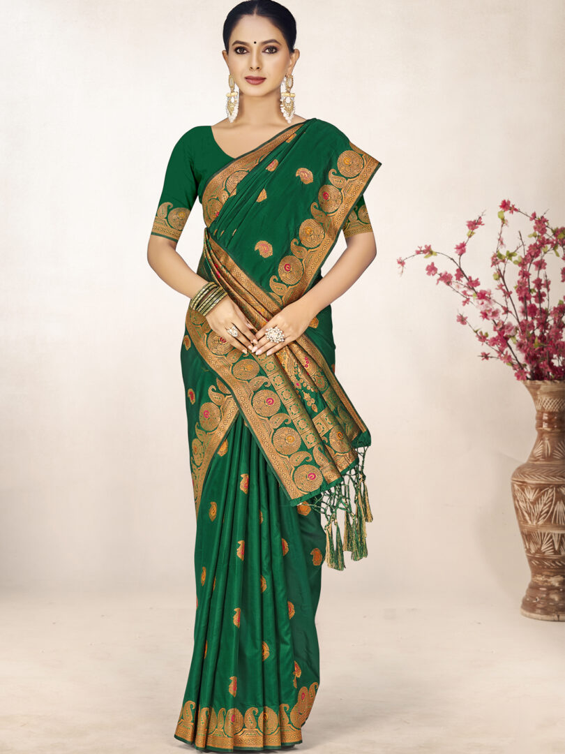 Green Silk Woven Work Traditional Saree