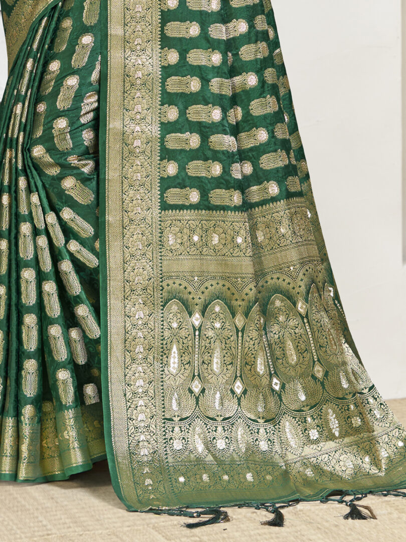 Dark Green Silk Woven Work Traditional Saree