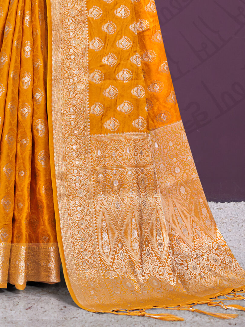 Yellow Silk Woven Work Traditional Saree