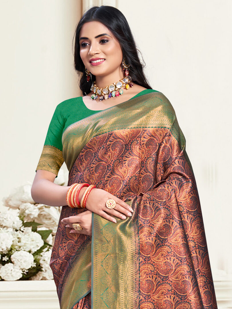 Green Silk Woven Work Traditional Saree