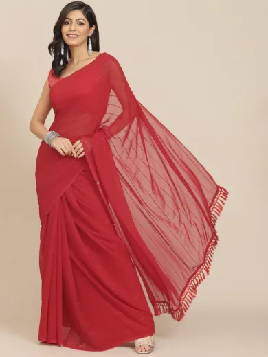 Red Striped Saree